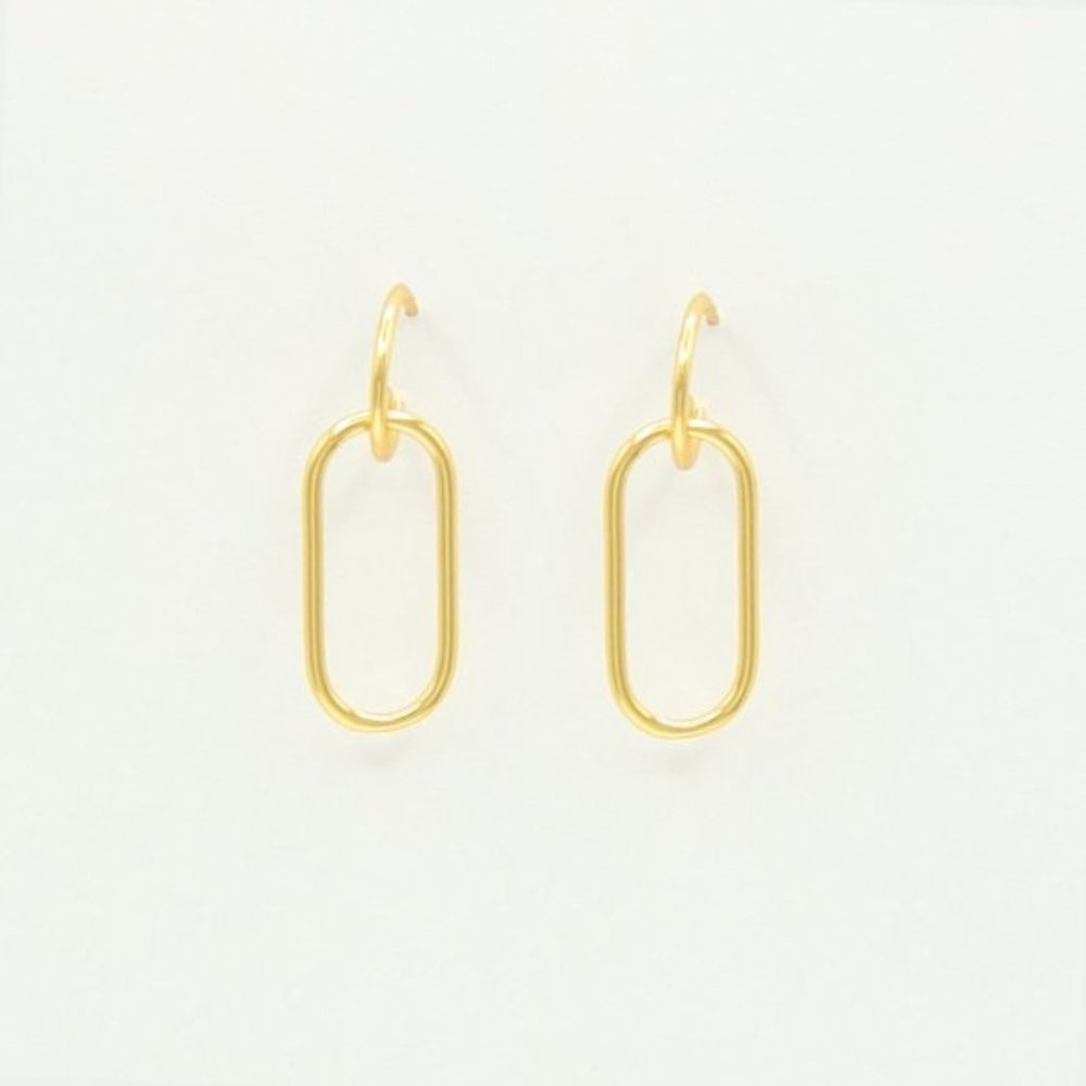 Oval 18K Gold Layered Drop Earrings
